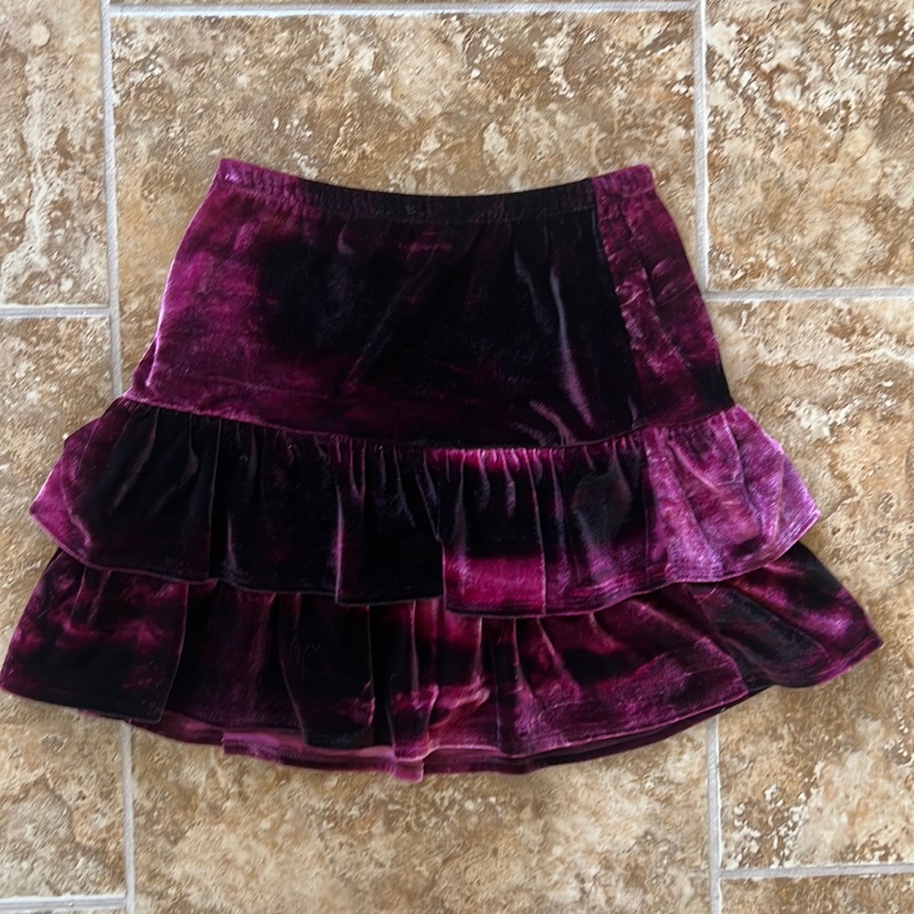 POOF NEW YORK VELVET MAGENTA BLACK LARGE SKIRT